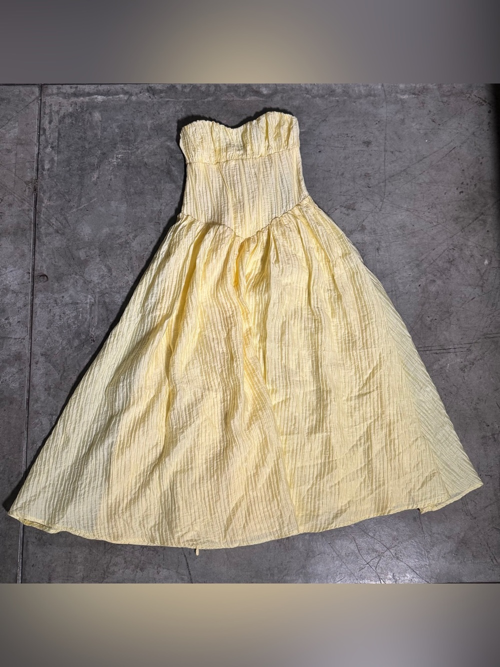 Lulu Yellow Strapless Bustier Midi Dress